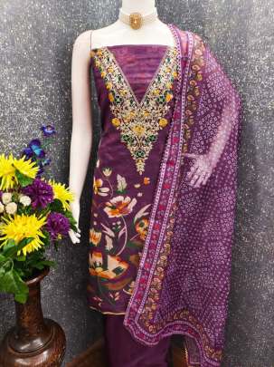 Chanderi Digital Print With Codding Work