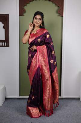 Asawali Paithani sattin silk designer saree