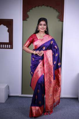 Asawali Paithani sattin silk designer saree