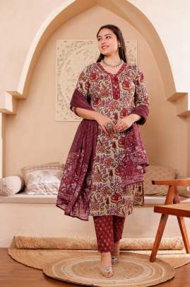 Cotton Kurti Pent & Dupatta Set