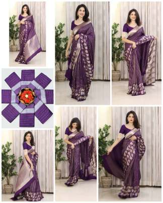 BEAUTIFUL RICH PALLU & JACQUARD WORK Lichi Silk Saree