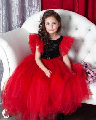 Beautiful Red Soft Net Kids Gown  gown