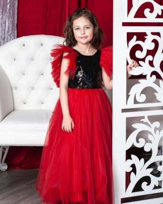 Beautiful Red Soft Net Kids Gown  gown