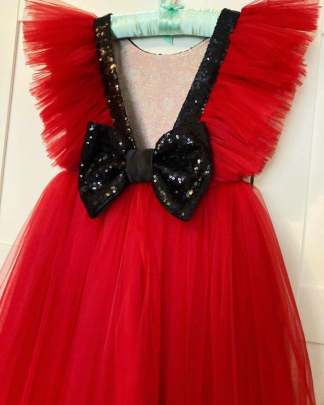 Beautiful Red Soft Net Kids Gown  gown