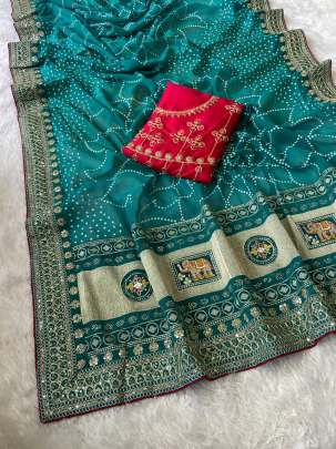 Blooming Vhichitra Silk & Khadi Bandej  sattin silk designer saree