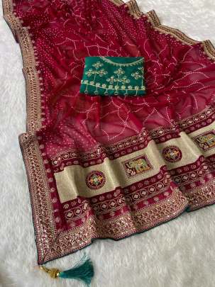 Blooming Vhichitra Silk & Khadi Bandej  sattin silk designer saree