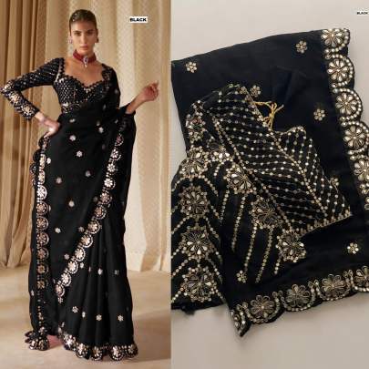 Bollywood BlockBuster Orignal Mirror Design Party wear saree
