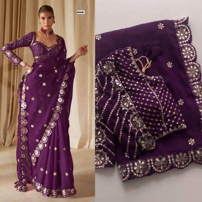 Bollywood BlockBuster Orignal Mirror Design Party wear saree