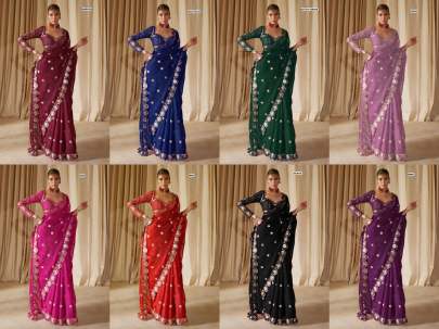 Bollywood BlockBuster Orignal Mirror Design Party wear saree