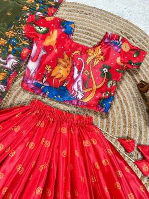 DESIGNER KALAM KARI STYLE LAHENGA SET Lehenga Choli