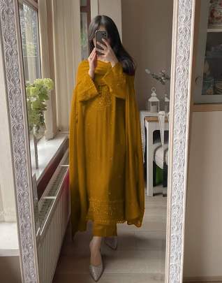 EXCLUSIVE 3 PIECE PLAZZO PAIR WITH DUPATTA IN SEQUENCE EMBROIDERY WORK Cotton kurti seat 