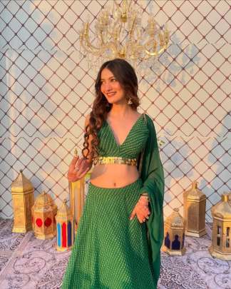 Elegant Bandhani Bliss with Golden Touch Lehenga Choli