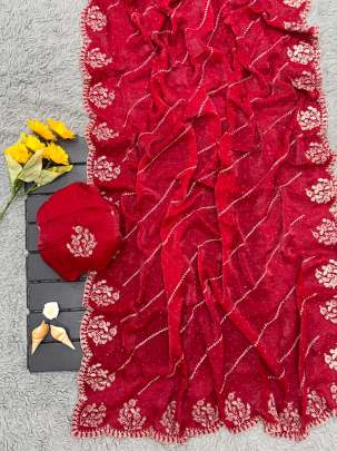 Elegant Embroidered Chiffon Saree