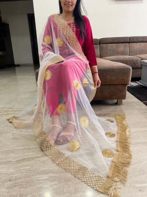Elegant Net Dupatta with Zari Work 