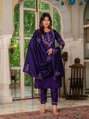 Elegant Straight Kurti Pant Dupatta Set:  Cotton kurti seat 