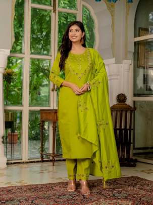 Elegant Straight Kurti Pant Dupatta Set:  Cotton kurti seat 