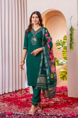 Elegant Straight Kurti Pant Dupatta Set Cotton kurti seat 