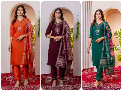 Elegant Straight Kurti Pant Dupatta Set Cotton kurti seat 