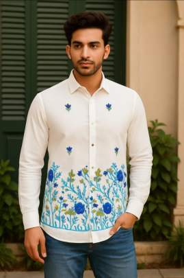 Embroidery Work Shirt Mens Shirt