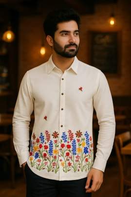 Embroidery Work Shirt Mens Shirt
