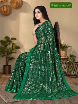 Exclusive Celebrity inspired Beautyful sequence saree Cotton kurti seat 