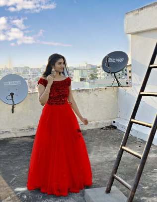 Gorgeous Soft Net Gown with Sequins & Fancy Back gown