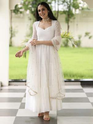 Gorgeous White Gown with Dupatta gown