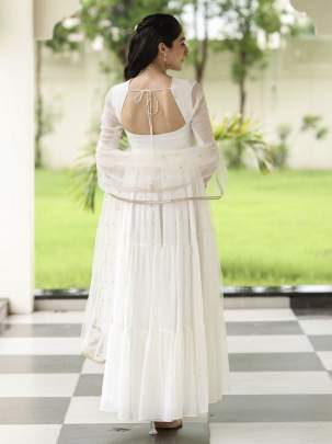 Gorgeous White Gown with Dupatta gown