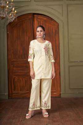 Heavy Rayon Cord Set Cotton kurti seat 
