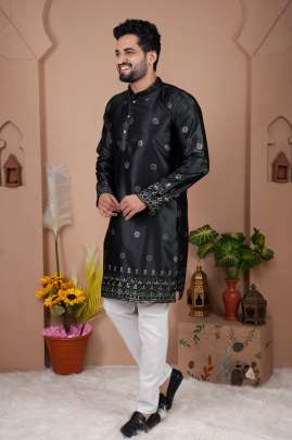  MALAI SILK WITH HEAVY EMBROIDERY SEQUENCE WORK KURTA