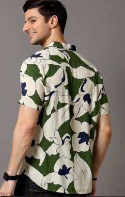 MENS FANCY PRINTED CUBAN COLLAR SHIRT