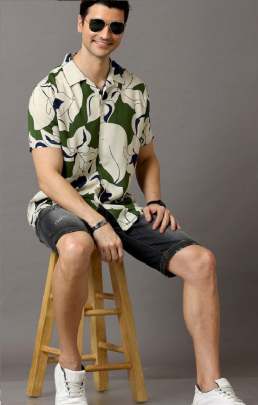 MENS FANCY PRINTED CUBAN COLLAR SHIRT Mens Shirt