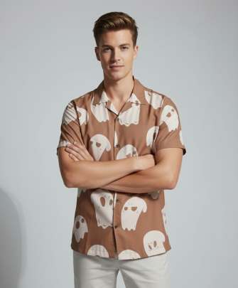 MENS FANCY PRINTED CUBAN COLLAR SHIRT Mens Shirt