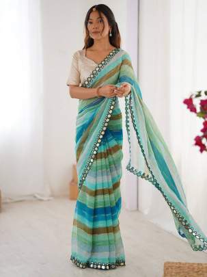 MIRROR LOOK Party wear saree