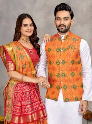 Men's Kurta + Koti & Women Saree COUPLE COMBO SEAT