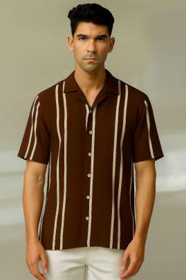 Mens Fancy Printed Cuban Collar Shirt Mens Shirt