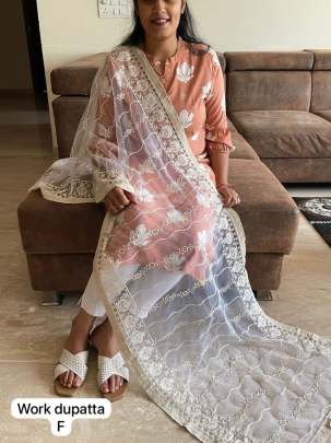 Net Fancy Work Stole Dupatta