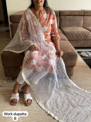 Net Fancy Work Stole Dupatta premium Dupatta