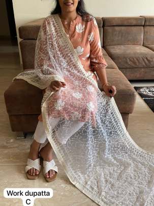 Net Fancy Work Stole Dupatta premium Dupatta