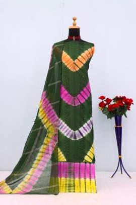 PANCHARANGI pure viscose Cotton Bandhni sequence  work Dress Materail Unstiched Suit for women