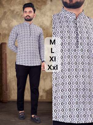 PRINTED STYLISH SHORT KURTA  Mens Short Kurta