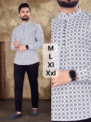 PRINTED STYLISH SHORT KURTA  Mens Short Kurta