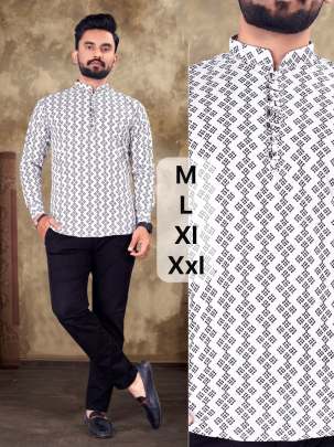 PRINTED STYLISH SHORT KURTA  Mens Short Kurta