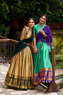 Poly Cotton Half Saree with Zari Weaving Work Lehenga Choli 