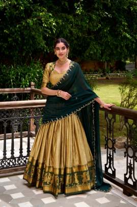 Poly Cotton Half Saree with Zari Weaving Work Lehenga Choli  Lehenga Choli