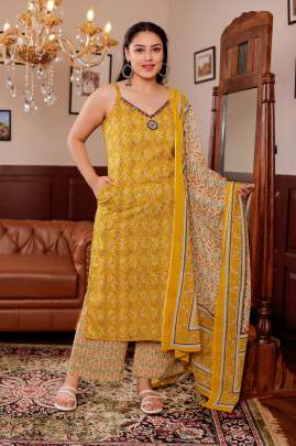Pure Cotton Kurti Plazzo & Dupatta Set  Cotton kurti seat 