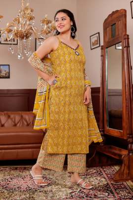 Pure Cotton Kurti Plazzo & Dupatta Set  Cotton kurti seat 