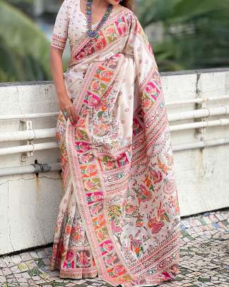 Pure n Soft Rajwadi Pashmina Silk Weaving Saree