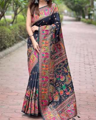 Pure n Soft Rajwadi Pashmina Silk Weaving Saree sattin silk designer saree