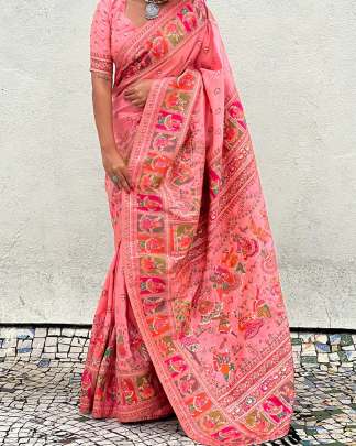 Pure n Soft Rajwadi Pashmina Silk Weaving Saree sattin silk designer saree